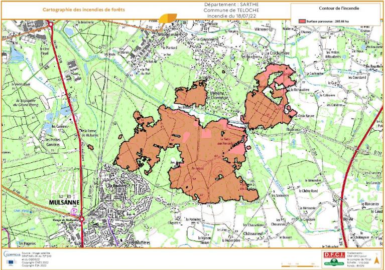 Contour incendie Sarthe 2022